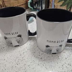 Papa Bear and Mama Bear Mug Set - Black and White